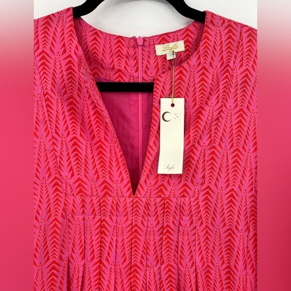 🆕 NWT Layla Printed Tunic Mini Dress Pattern Pocket Boho Pink Orange Red Medium - Picture 9 of 14